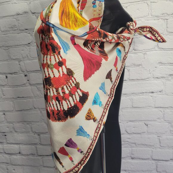 Echo Tassel Rhapsody 35" Silk Square Scarf - Picture 4 of 6